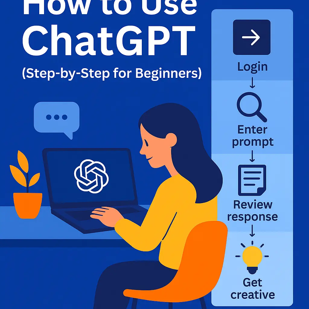 ChatGPT 2025 – Complete Beginner to Pro Guide for Content Creators Step-by-step infographic for beginners on how to use ChatGPT in 2025.