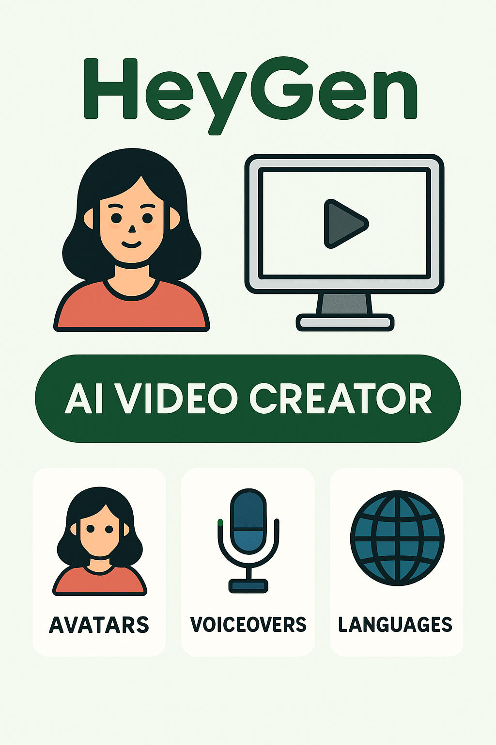 Top AI Video Generators in 2025 for Content Creators Illustration of HeyGen AI video tool with animated avatar and voice sync features.