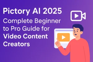 Digital illustration of Pictory AI 2025 showcasing AI-powered video editing and content creation tools for beginners to pro video creators.