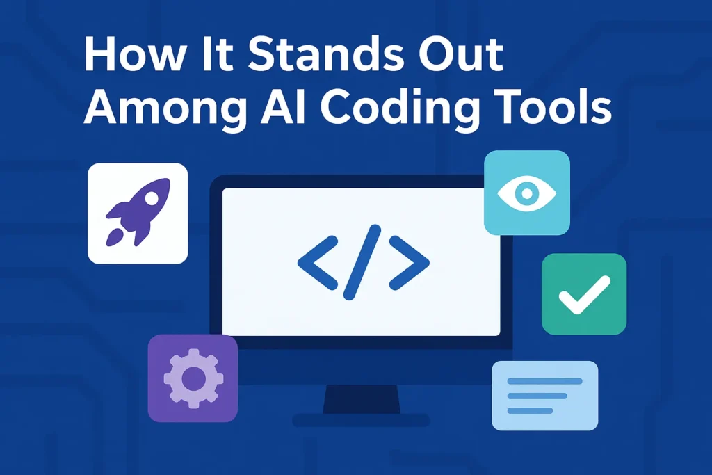 Elon Musk’s Grok-Code-Fast-1 AI: What It Is, Who Made It & Its Game-Changing Features Infographic comparing Grok-Code-Fast-1 AI with other coding tools, showcasing its standout features in speed, accuracy, cost, and reasoning.