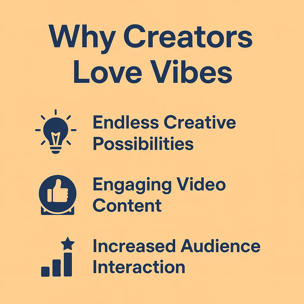 Meta’s Vibes AI Video Feed 2025 – Complete Beginner to Pro Guide Infographic showing reasons why creators love Meta’s Vibes AI video feed in 2025.