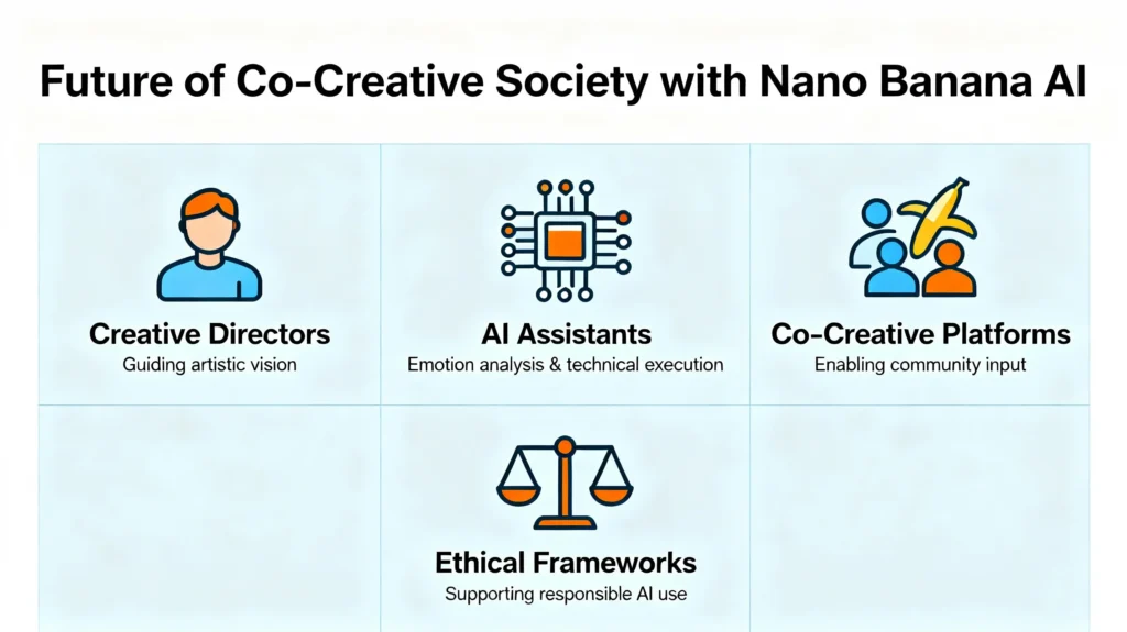 Connected world map showing collaboration between humans and AI for creative innovation.
