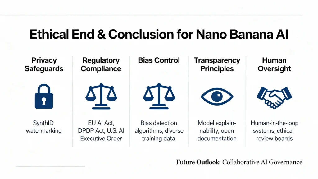 Bright AI light emerging from human silhouette representing ethical harmony in future creativity.