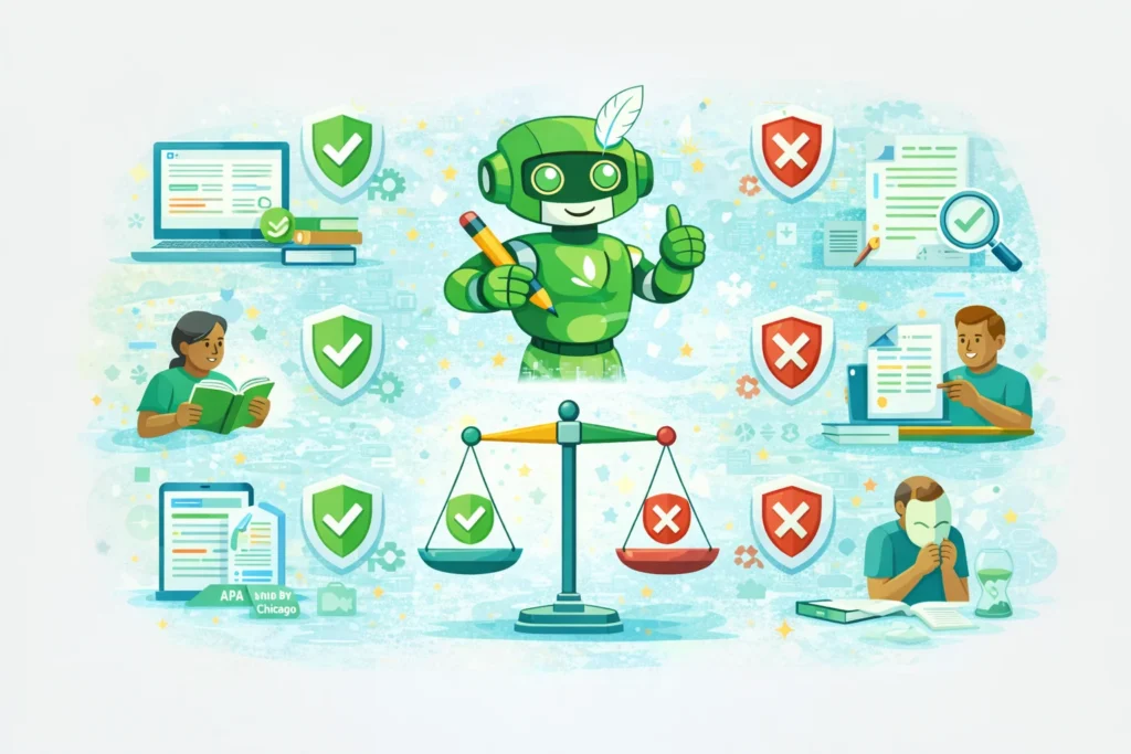 Ethical use of QuillBot AI explained visually.